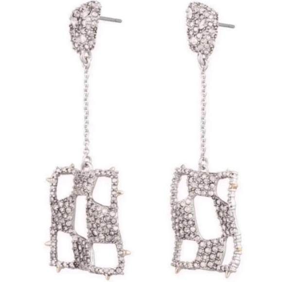 Alexis Bittar Shimmering Modern Pavé Crystal Checkerboard Drop Chain Earrings - Picture 4 of 12